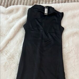 Classic high neck mini black dress
